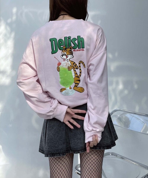 AS KNOW AS plus（アズノゥアズプラス）の「●ワンポイントロゴ刺繍 フォト＆アニマル ビッグサイズロンT（Tシャツ/カットソー・レディース・ライトピンク/スミクロ/オフホワイト・FREE）」の3枚目の写真