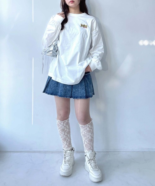 AS KNOW AS plus（アズノゥアズプラス）の「●ワンポイントロゴ刺繍 フォト＆アニマル ビッグサイズロンT（Tシャツ/カットソー・レディース・ライトピンク/スミクロ/オフホワイト・FREE）」の7枚目の写真