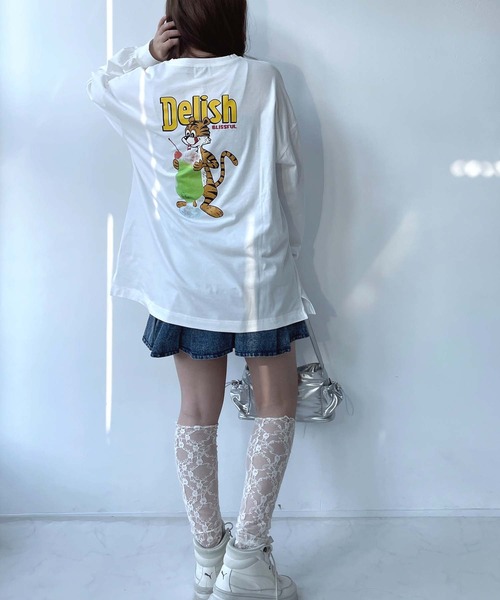 AS KNOW AS plus（アズノゥアズプラス）の「●ワンポイントロゴ刺繍 フォト＆アニマル ビッグサイズロンT（Tシャツ/カットソー・レディース・ライトピンク/スミクロ/オフホワイト・FREE）」の9枚目の写真