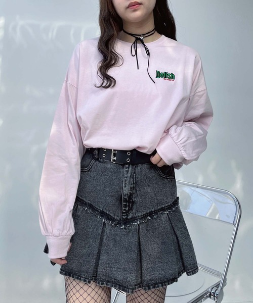 AS KNOW AS plus（アズノゥアズプラス）の「●ワンポイントロゴ刺繍 フォト＆アニマル ビッグサイズロンT（Tシャツ/カットソー・レディース・ライトピンク/スミクロ/オフホワイト・FREE）」の11枚目の写真