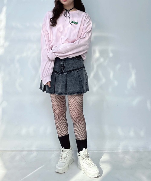 AS KNOW AS plus（アズノゥアズプラス）の「●ワンポイントロゴ刺繍 フォト＆アニマル ビッグサイズロンT（Tシャツ/カットソー・レディース・ライトピンク/スミクロ/オフホワイト・FREE）」の16枚目の写真