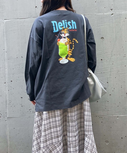 AS KNOW AS plus（アズノゥアズプラス）の「●ワンポイントロゴ刺繍 フォト＆アニマル ビッグサイズロンT（Tシャツ/カットソー・レディース・ライトピンク/スミクロ/オフホワイト・FREE）」の22枚目の写真