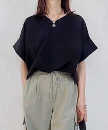 aquagarage | Vネック5分袖ブラウス(シャツ/ブラウス)