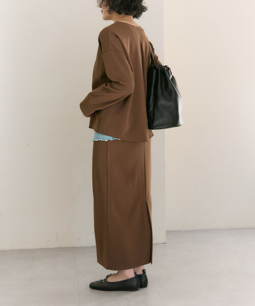 ear PAPILLONNER（イアパピヨネ）の「《セットアップ着用可》カットジョーゼットスカート【SUM1 STYLE】（スカート・レディース・モカ/ブラック・FREE）」の6枚目の写真