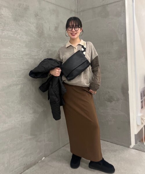 ear PAPILLONNER（イアパピヨネ）の「《セットアップ着用可》カットジョーゼットスカート【SUM1 STYLE】（スカート・レディース・モカ/ブラック・FREE）」の3枚目の写真