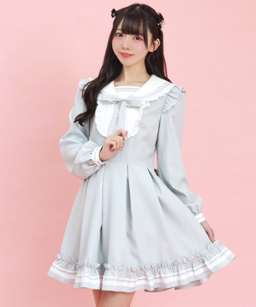 bow.aセーラーワンピース ホワイト （ヨーク切り替えセーラー  