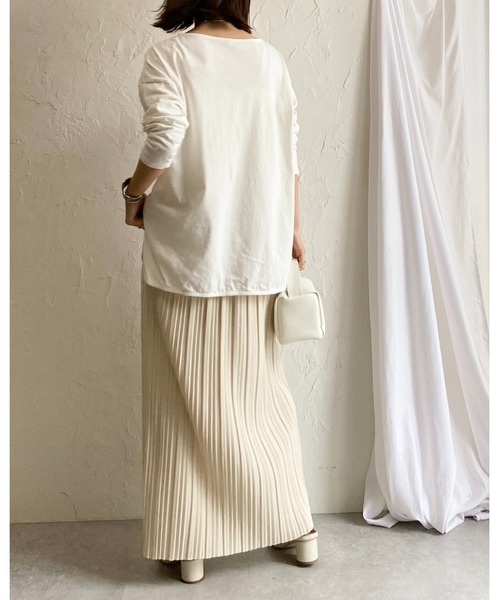 She's Closet（シーズクローゼット）の「ストレートIラインハイウエストロングプリーツスカート（スカート・レディース・アイボリー/グレイッシュベージュ/チャコールグレー/ブラック/ブラック系その他/マスタード/ホワイト系その他/ブラック系その他2・M/L）」の12枚目の写真