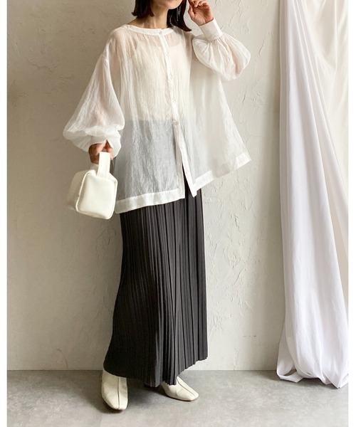 She's Closet（シーズクローゼット）の「ストレートIラインハイウエストロングプリーツスカート（スカート・レディース・アイボリー/グレイッシュベージュ/チャコールグレー/ブラック/ブラック系その他/マスタード/ホワイト系その他/ブラック系その他2・M/L）」の14枚目の写真