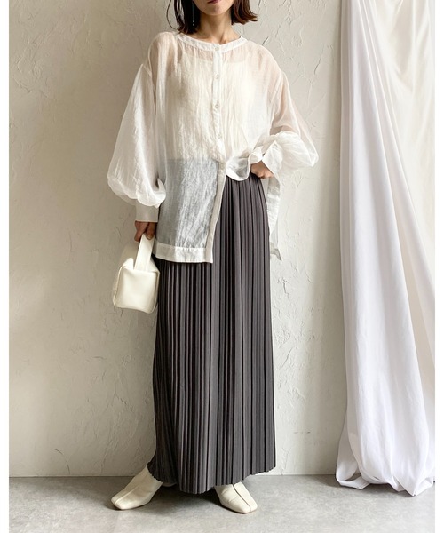 She's Closet（シーズクローゼット）の「ストレートIラインハイウエストロングプリーツスカート（スカート・レディース・アイボリー/グレイッシュベージュ/チャコールグレー/ブラック/ブラック系その他/マスタード/ホワイト系その他/ブラック系その他2・M/L）」の16枚目の写真