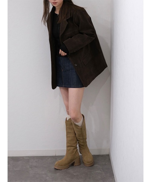 Vカットロングブーツ／v cut long boots 厚底 ウエスタンブーツ