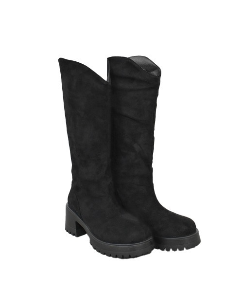 Reurie'（レウリィ）の「Vカットロングブーツ／v cut long boots 厚底 ウエスタンブーツ スウェード 韓国 カジュアル シンプル 脚長（ブーツ・レディース・ブラック/ベージュ・23/24/24.5/25/23.5）」の6枚目の写真