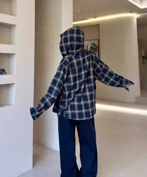 YSL ネイビー チェック柄 ジップアップブルゾン YSL ネイビー チェック柄 ジップアップブルゾン