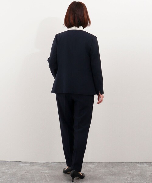 MICO COULIER（ミコクリエ）の「《セットアップ対応》ライトシャンブレージャケット（ノーカラージャケット・レディース・グレー/ネイビー・38/40/36）」の7枚目の写真