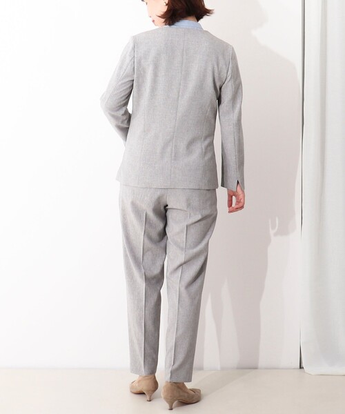 MICO COULIER（ミコクリエ）の「《セットアップ対応》ライトシャンブレージャケット（ノーカラージャケット・レディース・グレー/ネイビー・38/40/36）」の11枚目の写真