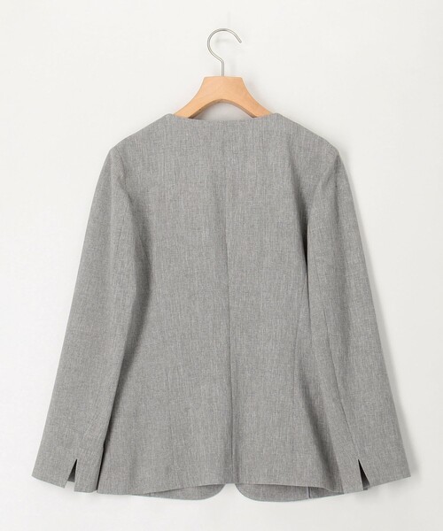 MICO COULIER（ミコクリエ）の「《セットアップ対応》ライトシャンブレージャケット（ノーカラージャケット・レディース・グレー/ネイビー・38/40/36）」の13枚目の写真