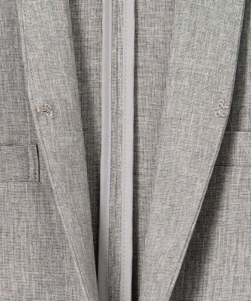 MICO COULIER（ミコクリエ）の「《セットアップ対応》ライトシャンブレージャケット（ノーカラージャケット・レディース・グレー/ネイビー・38/40/36）」の21枚目の写真