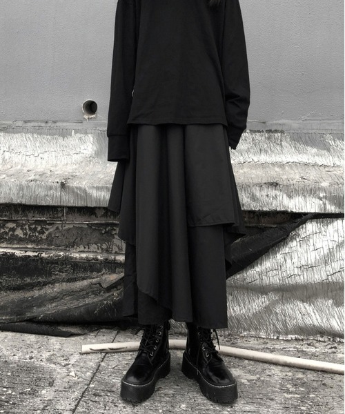 BLANC FICELLE（ブランフィセル）の「アシメントリー　キュロット　パンツ（スカート・レディース・ブラック・M/L/XL/XX-LARGE）」の5枚目の写真