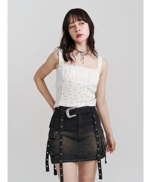 jouetie(ジュエティ)の「ドッキングフリルカットキャミソール(キャミソール・レディース・ブラック/オフホワイト/グレー・MEDIUM)」の22枚目の写真