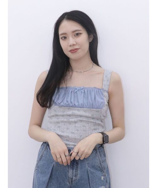 jouetie(ジュエティ)の「ドッキングフリルカットキャミソール(キャミソール・レディース・ブラック/オフホワイト/グレー・MEDIUM)」の20枚目の写真