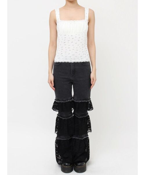 jouetie(ジュエティ)の「ドッキングフリルカットキャミソール(キャミソール・レディース・ブラック/オフホワイト/グレー・MEDIUM)」の10枚目の写真