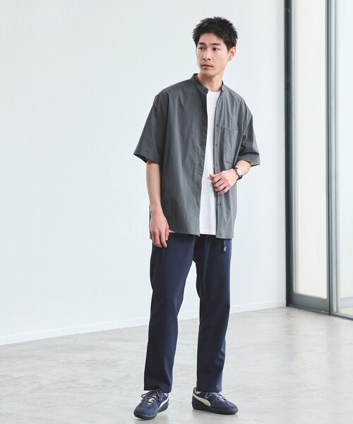 セール】WONDER CLOTH バンドカラー 半袖 シャツ -ストレッチ