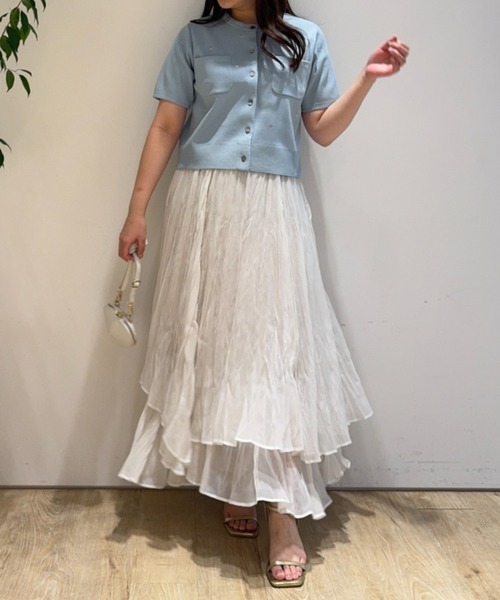 Apuweiser-riche（アプワイザーリッシェ）の「ハート刺繍カラーカーデ（ニット/セーター・レディース・ライトブルー/ライトイエロー/ホワイト/ベージュ/ネイビー/ブラウン・2）」の14枚目の写真