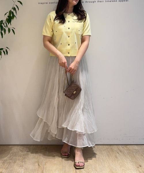 Apuweiser-riche（アプワイザーリッシェ）の「ハート刺繍カラーカーデ（ニット/セーター・レディース・ライトブルー/ライトイエロー/ホワイト/ベージュ/ネイビー/ブラウン・2）」の19枚目の写真