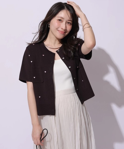 ハート刺繍カラーカーデ（ニット/セーター）｜Apuweiser-riche
