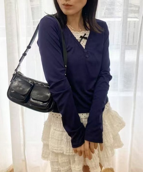 mebole(メボレ)の「ドットレースツーピーストップス(Tシャツ/カットソー・レディース・ネイビー・FREE)」の1枚目の写真