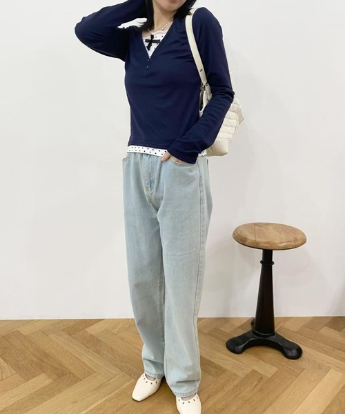 mebole(メボレ)の「ドットレースツーピーストップス(Tシャツ/カットソー・レディース・ネイビー・FREE)」の12枚目の写真