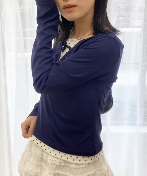 mebole(メボレ)の「ドットレースツーピーストップス(Tシャツ/カットソー・レディース・ネイビー・FREE)」の19枚目の写真