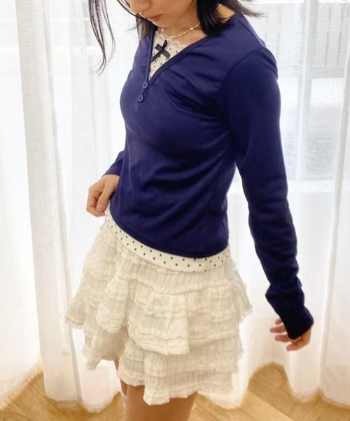 mebole(メボレ)の「ドットレースツーピーストップス(Tシャツ/カットソー・レディース・ネイビー・FREE)」の20枚目の写真