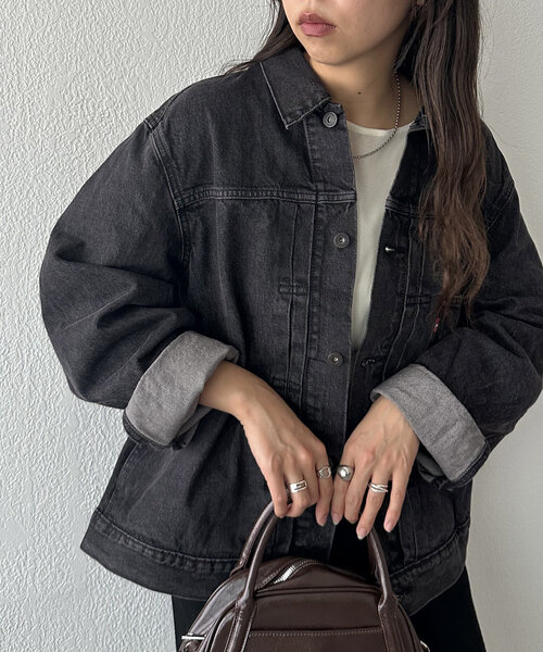 DISCOAT(ディスコート)の「Levi's TYPE 1 TRUCKER(デニムジャケット・レディース・ブラック/インディゴブルー・MEDIUM/LARGE)」の4枚目の写真