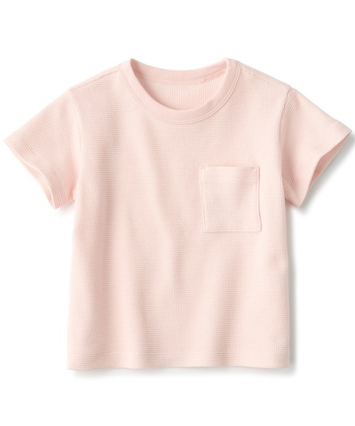 無印良品（ムジルシリョウヒン）の「ベビー　あたまするっとワッフル編みクルーネック半袖Ｔシャツ（Tシャツ/カットソー・キッズ・ライトグレー/ネイビー/マスタード/キナリ/ライトピンク/スモーキーグリーン系・80/90/100）」の6枚目の写真