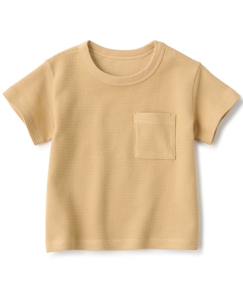 無印良品（ムジルシリョウヒン）の「ベビー　あたまするっとワッフル編みクルーネック半袖Ｔシャツ（Tシャツ/カットソー・キッズ・ライトグレー/ネイビー/マスタード/キナリ/ライトピンク/スモーキーグリーン系・80/90/100）」の5枚目の写真