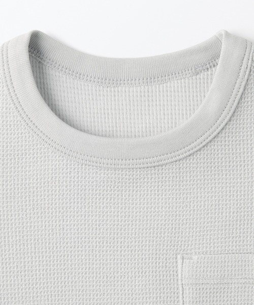 無印良品（ムジルシリョウヒン）の「ベビー　あたまするっとワッフル編みクルーネック半袖Ｔシャツ（Tシャツ/カットソー・キッズ・ライトグレー/ネイビー/マスタード/キナリ/ライトピンク/スモーキーグリーン系・80/90/100）」の20枚目の写真