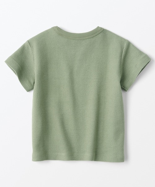 無印良品（ムジルシリョウヒン）の「ベビー　あたまするっとワッフル編みクルーネック半袖Ｔシャツ（Tシャツ/カットソー・キッズ・ライトグレー/ネイビー/マスタード/キナリ/ライトピンク/スモーキーグリーン系・80/90/100）」の17枚目の写真