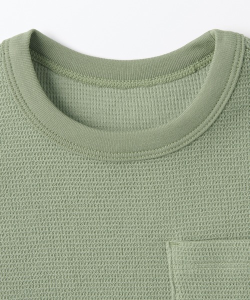 無印良品（ムジルシリョウヒン）の「ベビー　あたまするっとワッフル編みクルーネック半袖Ｔシャツ（Tシャツ/カットソー・キッズ・ライトグレー/ネイビー/マスタード/キナリ/ライトピンク/スモーキーグリーン系・80/90/100）」の16枚目の写真