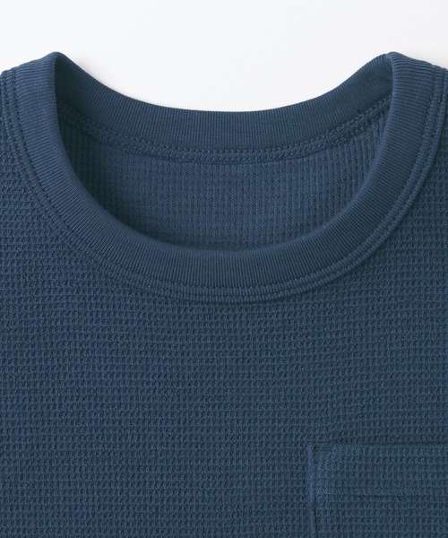 無印良品（ムジルシリョウヒン）の「ベビー　あたまするっとワッフル編みクルーネック半袖Ｔシャツ（Tシャツ/カットソー・キッズ・ライトグレー/ネイビー/マスタード/キナリ/ライトピンク/スモーキーグリーン系・80/90/100）」の13枚目の写真