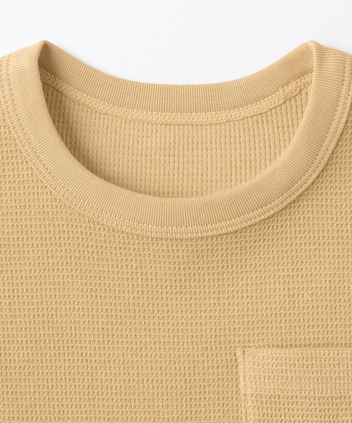 無印良品（ムジルシリョウヒン）の「ベビー　あたまするっとワッフル編みクルーネック半袖Ｔシャツ（Tシャツ/カットソー・キッズ・ライトグレー/ネイビー/マスタード/キナリ/ライトピンク/スモーキーグリーン系・80/90/100）」の10枚目の写真
