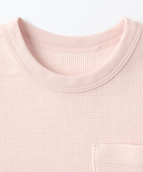 無印良品（ムジルシリョウヒン）の「ベビー　あたまするっとワッフル編みクルーネック半袖Ｔシャツ（Tシャツ/カットソー・キッズ・ライトグレー/ネイビー/マスタード/キナリ/ライトピンク/スモーキーグリーン系・80/90/100）」の7枚目の写真