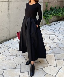 長袖リブトップフレアワンピース【低身長・小柄女性向け】