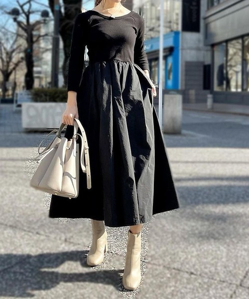 ST.ROONEY(セントルーニー)の「長袖リブトップフレアワンピース【低身長・小柄女性向け】(ワンピース・レディース・ブラック系その他/ブラック/ネイビー・XS)」の11枚目の写真