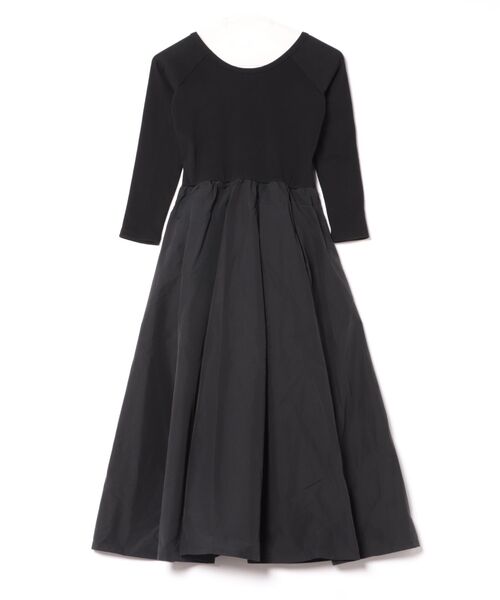 セントルーニー 長袖リブ切替フレアワンピース 2way 低身長 黒 ST