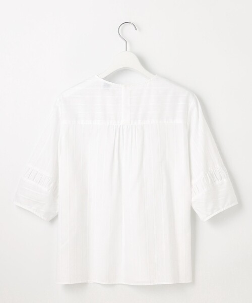 J.PRESS（ジェイプレス）の「【WEB限定・洗える】セルロースカラミストライプ キーネック ブラウス（シャツ/ブラウス・レディース・ホワイト系・T13/T15）」の8枚目の写真