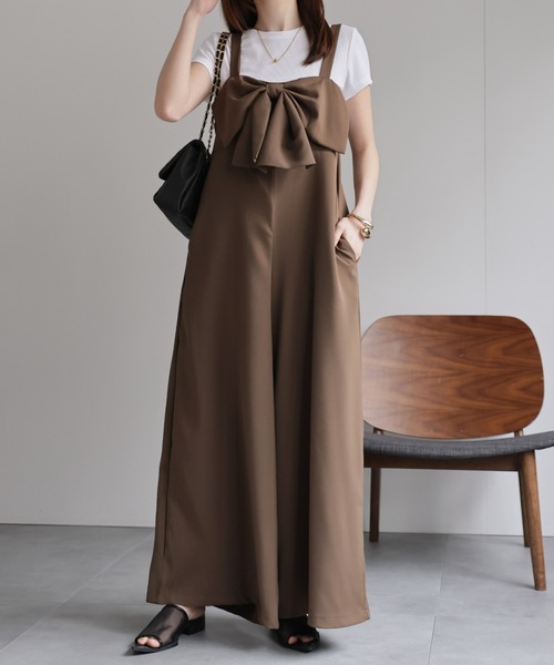 サロペット・オーバーオール・オールインワン ribbon shoulder combinaison サロペット・オーバーオール・オールインワン Andequal ribbon