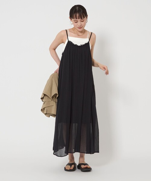 green label relaxing（グリーンレーベルリラクシング）の「パスタ キャミソール（キャミソール・レディース・ホワイト/ブラック・FREE）」の7枚目の写真