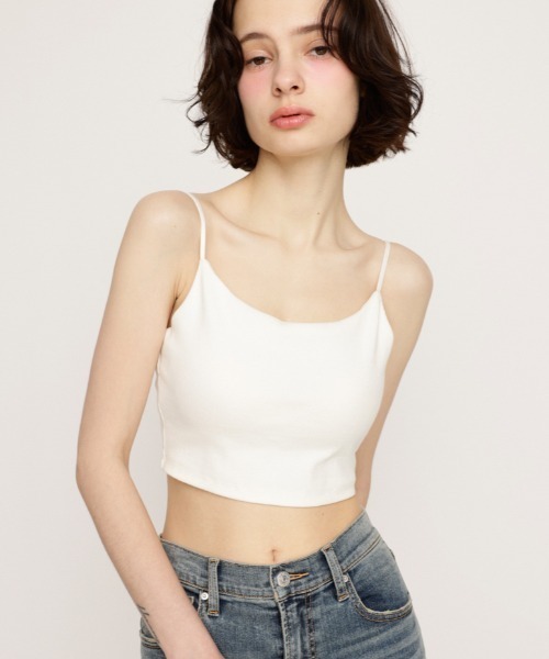 SLY(スライ)の「CUP IN CAMI カップイン キャミ(キャミソール・レディース・ブラック/オフホワイト・FREE)」の2枚目の写真