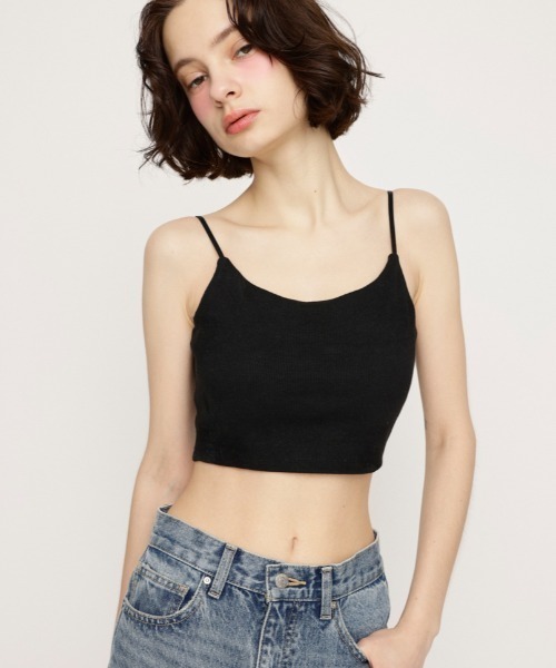 SLY(スライ)の「CUP IN CAMI カップイン キャミ(キャミソール・レディース・ブラック/オフホワイト・FREE)」の1枚目の写真