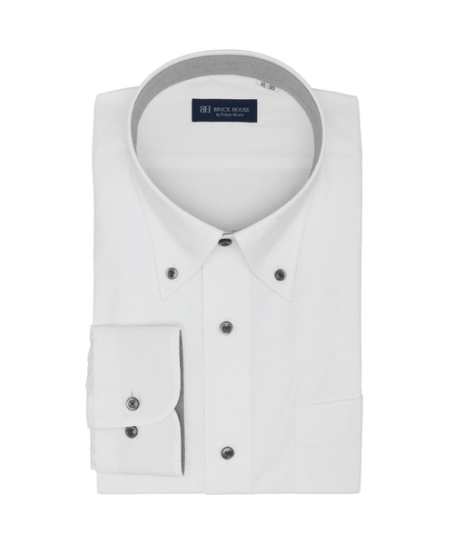 TOKYO SHIRTS(トウキョウシャツ)の「形態安定ノーアイロン ボタンダウン 長袖ビジネスワイシャツ(ビジネスシャツ・メンズ・ホワイト・首回り43cm-裄丈90cm/首回り39cm-裄丈88cm/首回り41cm-裄丈90cm/首回り42cm-裄丈90cm/首回り45cm-裄丈82cm/首回り45cm-裄丈86cm/首回り45cm-裄丈90cm/首回り47cm-裄丈86cm/首回り47cm-裄丈90cm)」の1枚目の写真